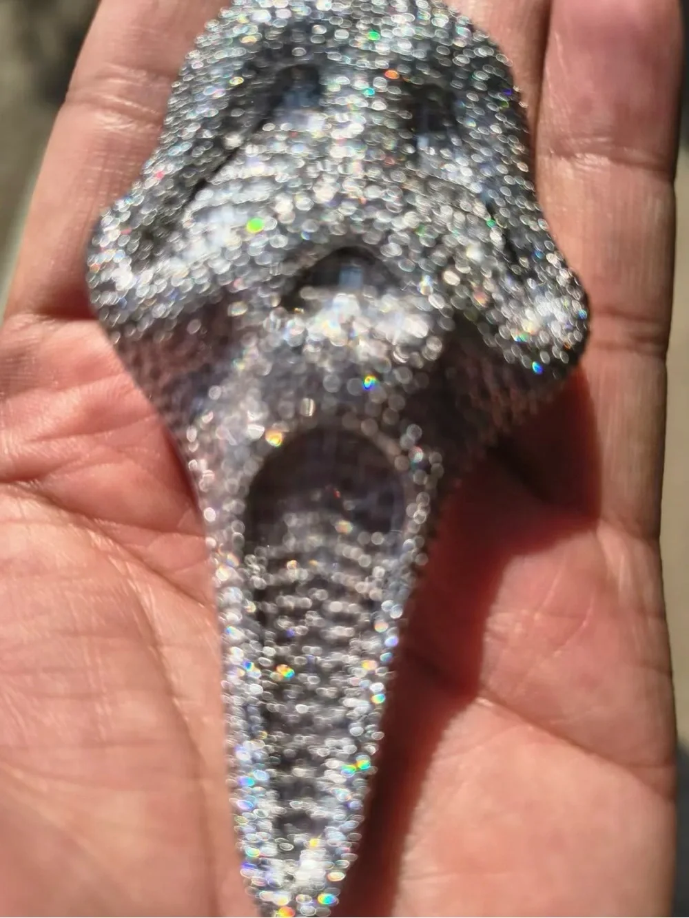 Silver 925 Moissanite Ghost Face Head Pendant and Necklace (NEGOTIABLE)